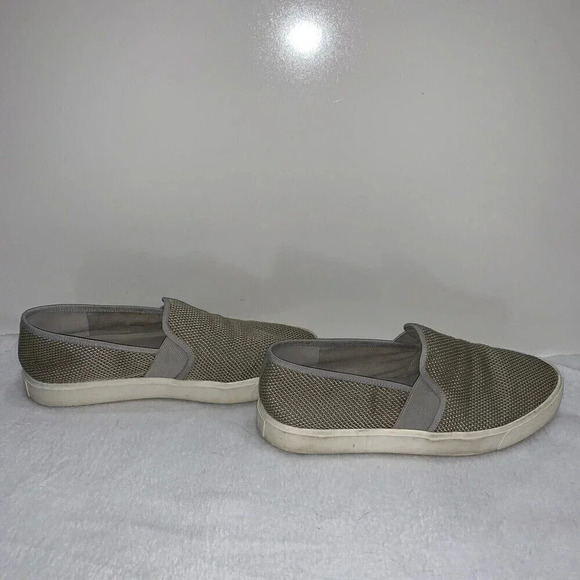 Vince Blair Women's 8 Shoes Gray Taupe Slip-On Sneakers Woven Fabric Texture - Picture 4 of 16